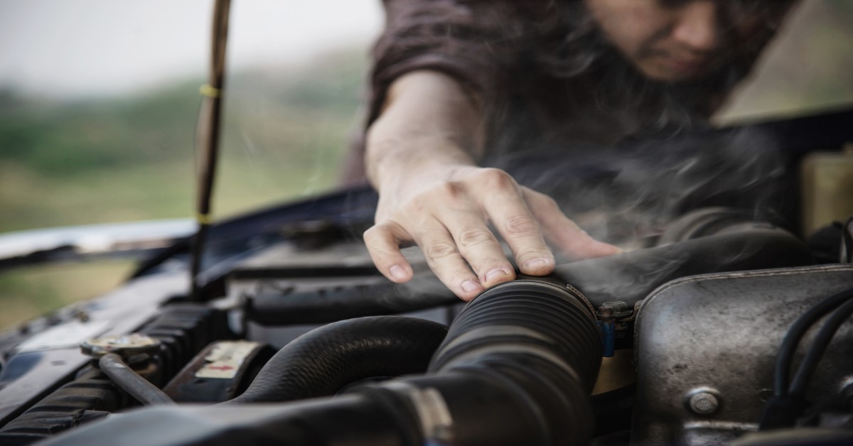 car with blown engine